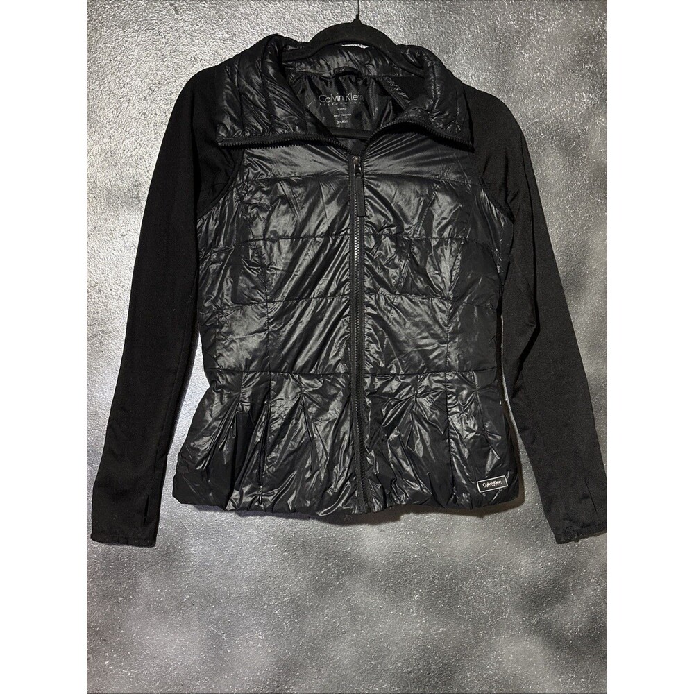Calvin Klein Performance Women XS Black Down Puffer Jacket Quick Dry Thumb Hole